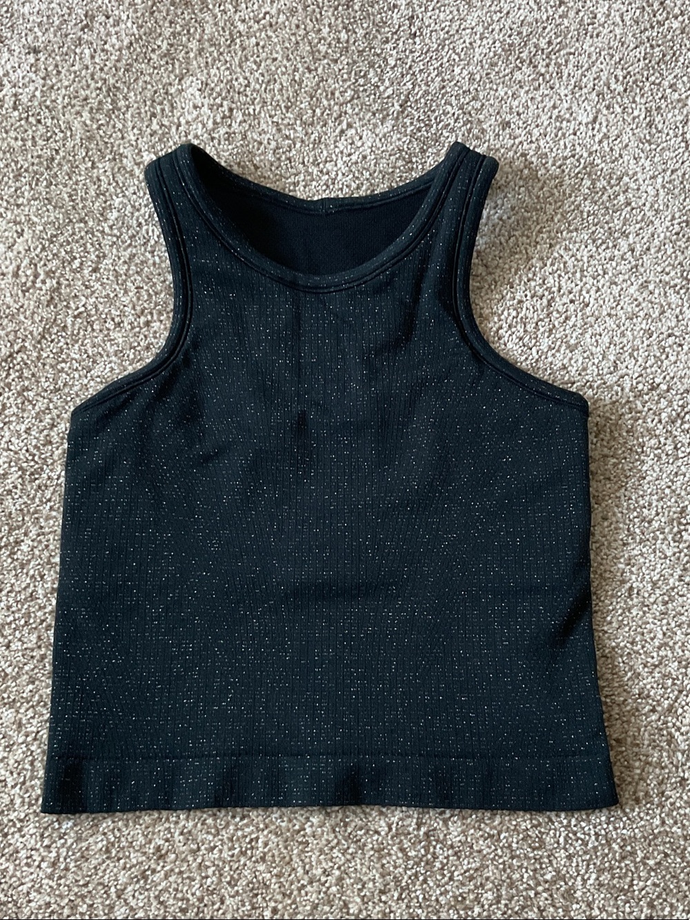 Lululemon Ebb to Street Cropped Racerback Tank - Sparkle Black